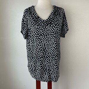 NWT Isabella Rodriquez Black and White Polka Dot Blouse Top Size XL